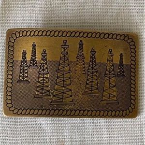 Brass Oil Field belt buckle